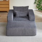 62.5-Inch Corduroy Sponge Sofa Lounge Chair with Removable footrest,No Assembly Required,Fluffy W834P206049