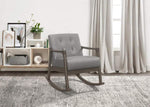 ZUN 1pc Rocking Chair Gray Faux Leather Upholstery Button Tufted Solid Wood Furniture B011P271934