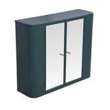 Army Green Wall-Mounted Bathroom Cabinet with Mirror, 2 Mirrored Doors & Open Shelf, Farmhouse Metal W3122P272875