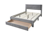 Luxury Contemporary Look 1pc Queen Size Bed w Storage Drawer Gray Corduroy Headboard Bedframe B011P238965