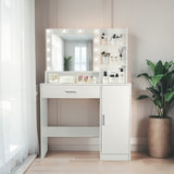 Vanity Desk with Mirror and Lights, Makeup Vanity with Drawer & Storage Cabinet, 3 Lighting Modes W3204P300592