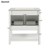 30-Inch White Bathroom Vanity with Ceramic Sink and Versatile Storage - Ideal for Small Bathrooms WF325888AAK