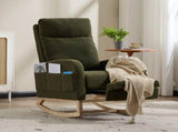 Modern Accent Rocking Chair Rocking Chair with Solid Wood Legs, Upholstered Nursery Glider Rocker, 59526462
