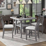 ZUN 5-Piece Counter Height Dining Table Set in 2 Table Sizes with 4 Folding Leaves and 4 Upholstered 74183217