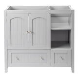 Grey MDF Lacquered Double Door & 2-Drawer Bathroom Vanity Cabinet with Decorative Molding 06351228