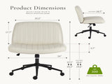 PU leather Armless Office Chair Criss Cross Legged Chair with Wheels, Beige 83019500