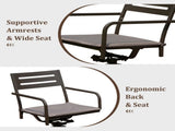 Set of 2 Powder-Coated Steel 360&deg Swivel Outdoor Dining Chairs with All-Weather Cushions, Black W1859P508643