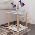 ZUN 2-Piece White+Oak Side Table , 2-Tier Space End Table ,Modern Night Stand, Sofa table, Side Table 88429207