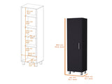 Black 1-Door Cabinet with 3 Broom Hangers B062P205244