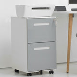 2 Drawer Mobile Locking File Cabinet, Rolling Filing Cabinet for Letter/A4 Size With 5 Wheels,GREY W124770978