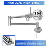 Pot Filler Faucet - Wall Mount Kitchen Sink Faucet Folding Stretchable with Single Hole Two Handles, W1243P324203
