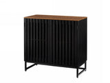 Cabinet with Slatted Grille Striped Door, Modern Style Cabinet, High-Quality MDF and Metal Leg W578P193310