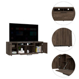 ZUN Lyon Tv Stand for TV´s up 55", One Cabinet, Double Door -Dark Walnut B20091937