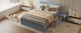 Full Size Platform Bed With Drawer And Two Shelves, Gray N709P214183E