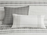 6 Piece Cotton Jacquard Oversized Comforter Set White/Grey Full B035128777