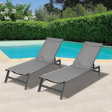 ZUN Outdoor 2-Pcs Set Chaise Lounge Chairs,Five-Position Adjustable Aluminum Recliner,All Weather For W41934990