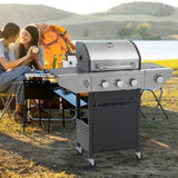 Propane Grill 3 Burner Barbecue Grill Stainless Steel Gas Grill with Side Burner, 37,000 BTU Outdoor W3212P279747