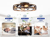 19INCH 7 Blades Caged Ceiling Fan with Remote Control ,Flush Mount Ceiling Fan with Light Kit W3596P457959