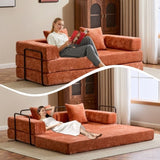 Floor,Compression Sofa,Convertible Floor Sofa Bed-with Pillow Back Support Armrest,Comfy Futon 61809724