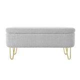 Oval Storage Bench for Living Room Bedroom End of Bed, Upholstered Storage Ottoman Entryway Bench N769P195486G
