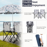Portable Outdoor 2-Seat Folding Chair with Removable Sun Umbrella Coconut Tree 59226804