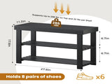 27-In Bamboo Shoe Rack & Bench, 3-Tier 280 lb Capacity Storage Organizer for Entryway, Living Room, 29217719