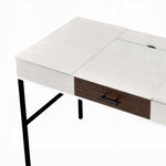 ZUN Natural and Black Writing Desk with USB Port B062P209216