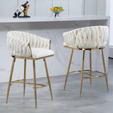 26'' Counter height bar stools velvet kitchen island counter bar stool with hand- wave back,golden W2215P147899