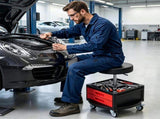 Height Adjustable Rolling Mechanic Stool with 3 Storage Drawers & 4-Compartment Tool Tray, SGS 61634038