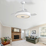 ZUN 42 Inch Modern Invisible Ceiling Fan, 120V 3 ABS Blades Remote Control Reversible DC Motor With 36W W882P146897