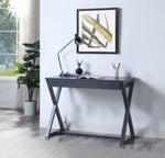 ZUN Charcoal 1-Drawer Writing Desk with X-shaped Base B062P185695