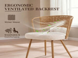 Wicker dining chairs - 4-piece set - Farmhouse soft padded cane back kitchen chair with sponge W3590P453802
