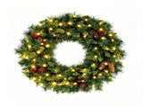 24in Pre-Lit Christmas Wreath with 50 Warm White LED Lights, 10 Natural Pine Cones, 143 Branch Tips, 28992933