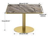 31.5"Square Modern Tulip Dining Table, Sintered Stone Tabletop with Luxury Faux Marble Print, W3316P543040