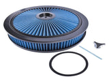 14" x 3" High Flow Round Air Cleaner Kit Washable Recessed Base Blue Filter Black Trim 42417449