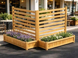 36x45 in Wooden Privacy Fence Screen, Cover with 2 Planters & Metal Stakes for Garden & Pool 09422983