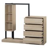 Wardrobe with 4 Drawers and 3 Shelves,Natural 92451045