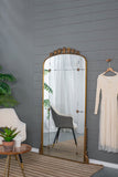 76" x 40" Lavish Full Length Mirror, Antique Gold Metal Floor Mirror for Living Room, Bedroom W2078124335