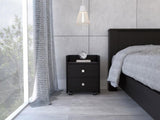 Aura Nightstand , End Table, Side Table Metal Handle, Two Drawers, Superior Top -Black B20091894