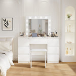 ZUN Large White Vanity Tables with Mirror and Light W2139P179891