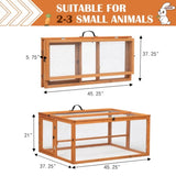 ZUN Folding Rabbit Cage, Outdoor Chicken Coop with Run, Wooden Poultry Hutch Playpen, Orange W2181P155337