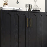 Mid Century Modern Fluted Sideboard with Adjustable Shelves & Solid Wood Legs, Buffet W1801P272511