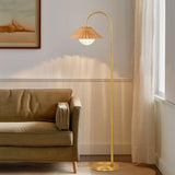 ZUN Rattan Weave Shade Floor Lamp Gold/Natural See below B035P264531