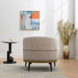 Modern Two-tone Barrel Fabric Chair, Upholstered Round Armchair for Living Room Bedroom Reading 15576064