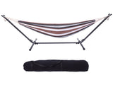 Professional Black & Silver Flowers Hammock Stand with Polyester Coffee Stripe Hammock 81064870