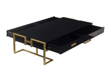 Modern Black Rectangular Coffee Table with 4 Drawers and Gold Base in 47.3" N735P305626B