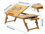 Bamboo Laptop Desk, Adjustable Portable Breakfast Serving Bed Tray with Tilting Top Drawer for 60125721