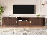 Vintage Rustic TV Stand with Sliding Wood Slatted Doors for TVs up to 75", Farmhouse Fluted TV N721P427206P