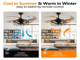 48" Black Remote Control Ceiling Fan Light Industrial 4-Blade Fan with Cage Design and Adjustable W1340P272387