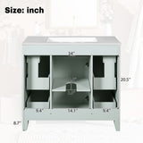 36" Green Bathroom Vanity with Ceramic Sink, Soft-Close Doors, 2 Double-Layer & 2 Standard Drawers, N729P257304F